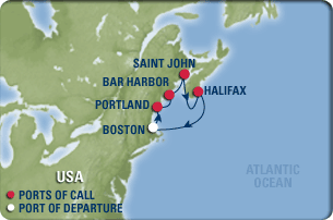 Canada/New England Cruise Map